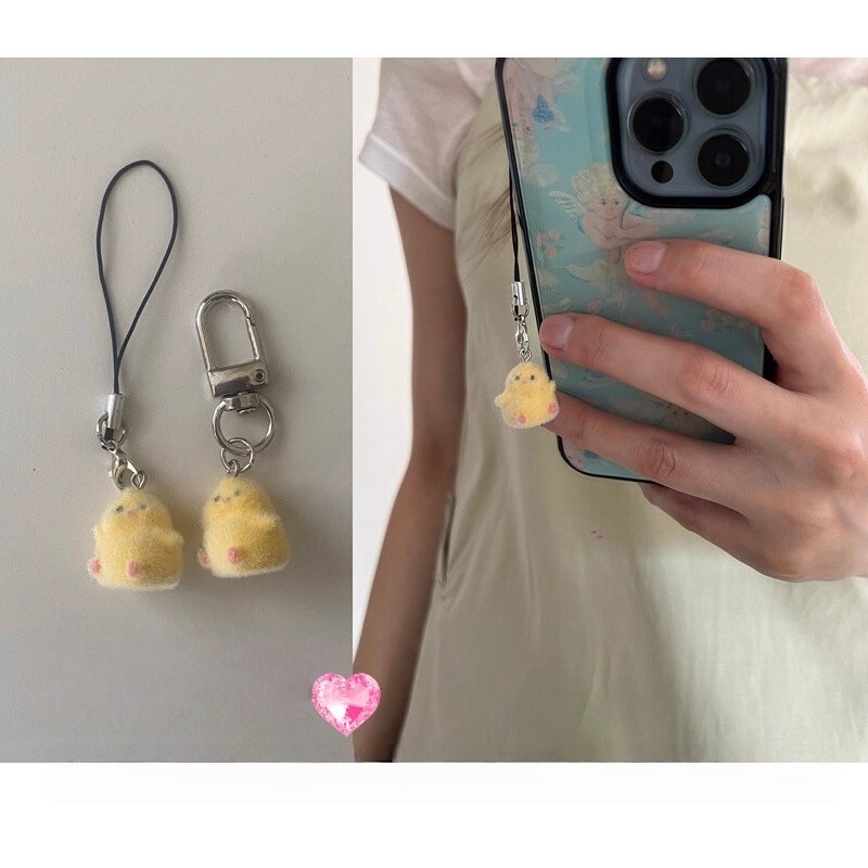 Yellow Phone Accessories - Pendentif floqué jaune mignon à la