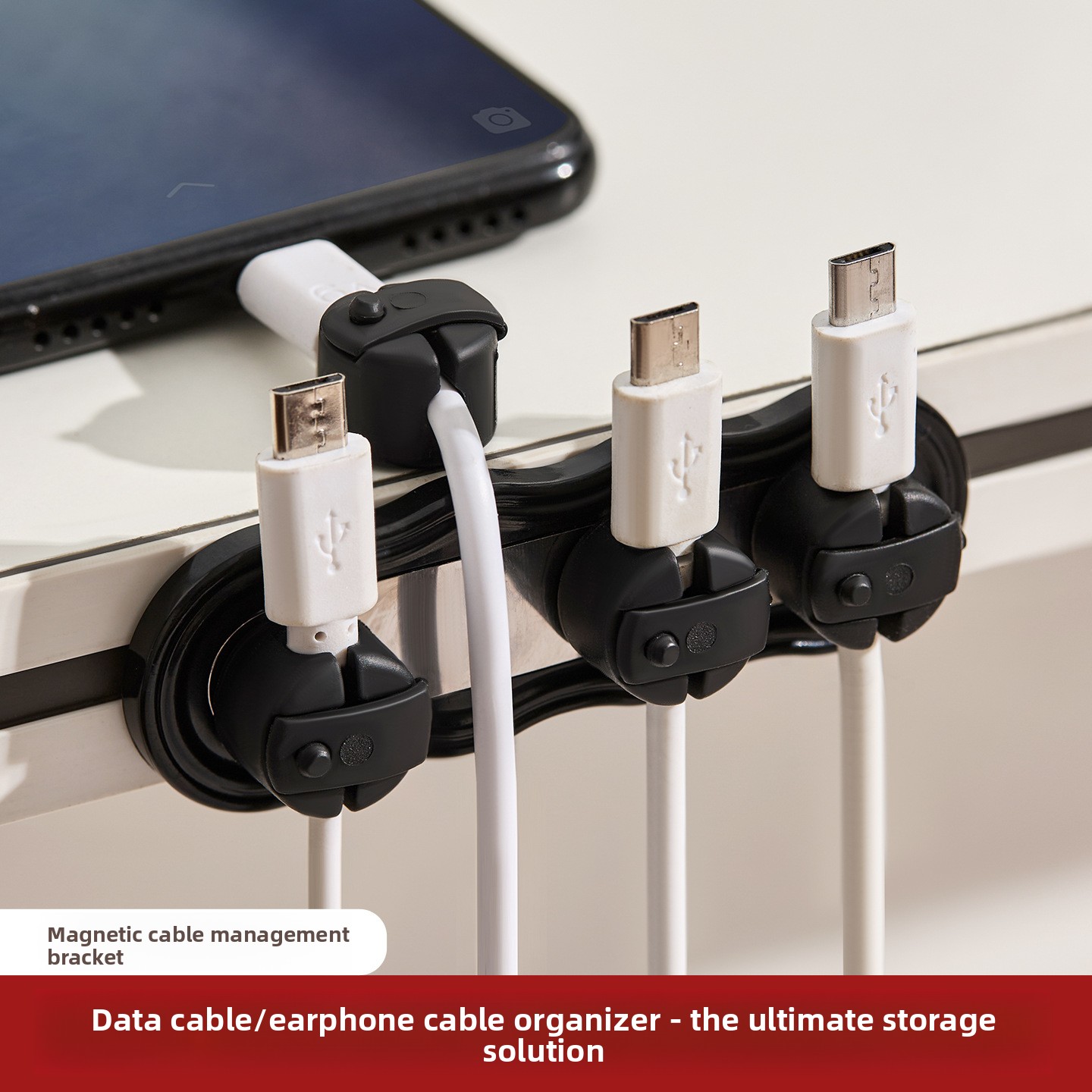 Cable Organizer Magnetic - Organisateur de câbles magnétique auto-adhésif sans