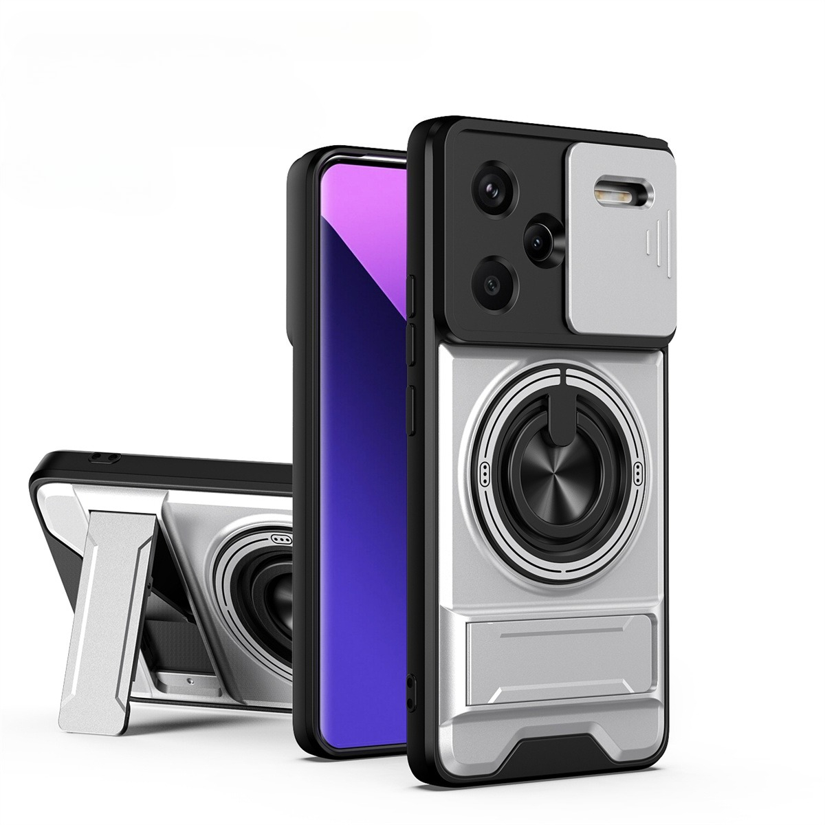 Phone Kickstand Ring - Coque de téléphone avec objectif coulissant