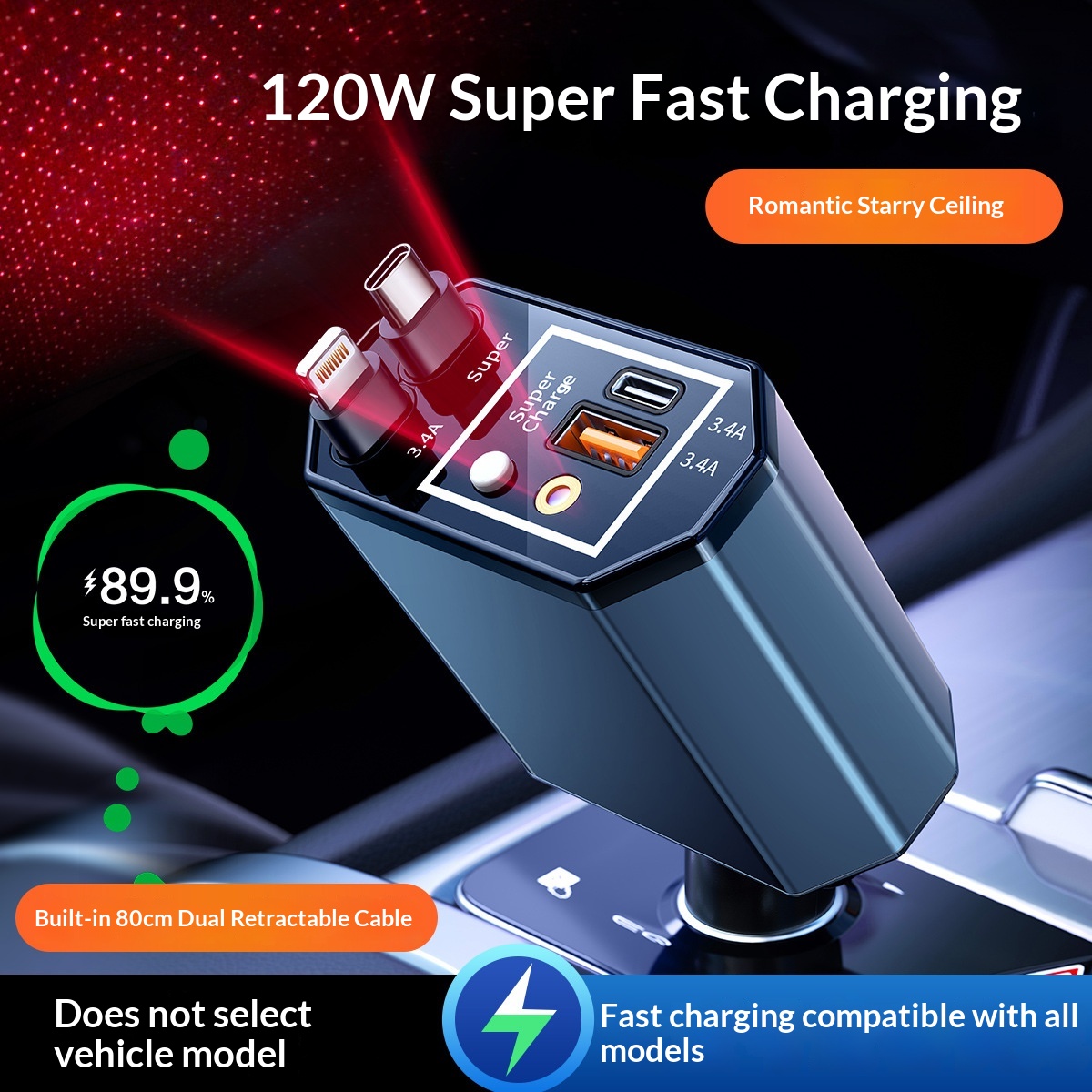 Chargeur de voiture 120W avec  - Fast Charging Cable avis et prix
