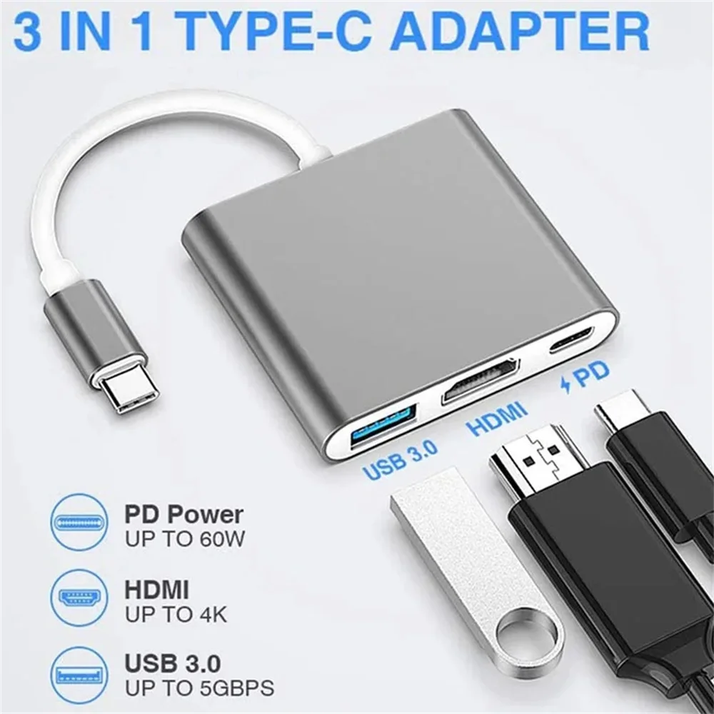 Hub USB-C 3-en-1, adaptateur m - Hdmi Phone Adapter avis et prix