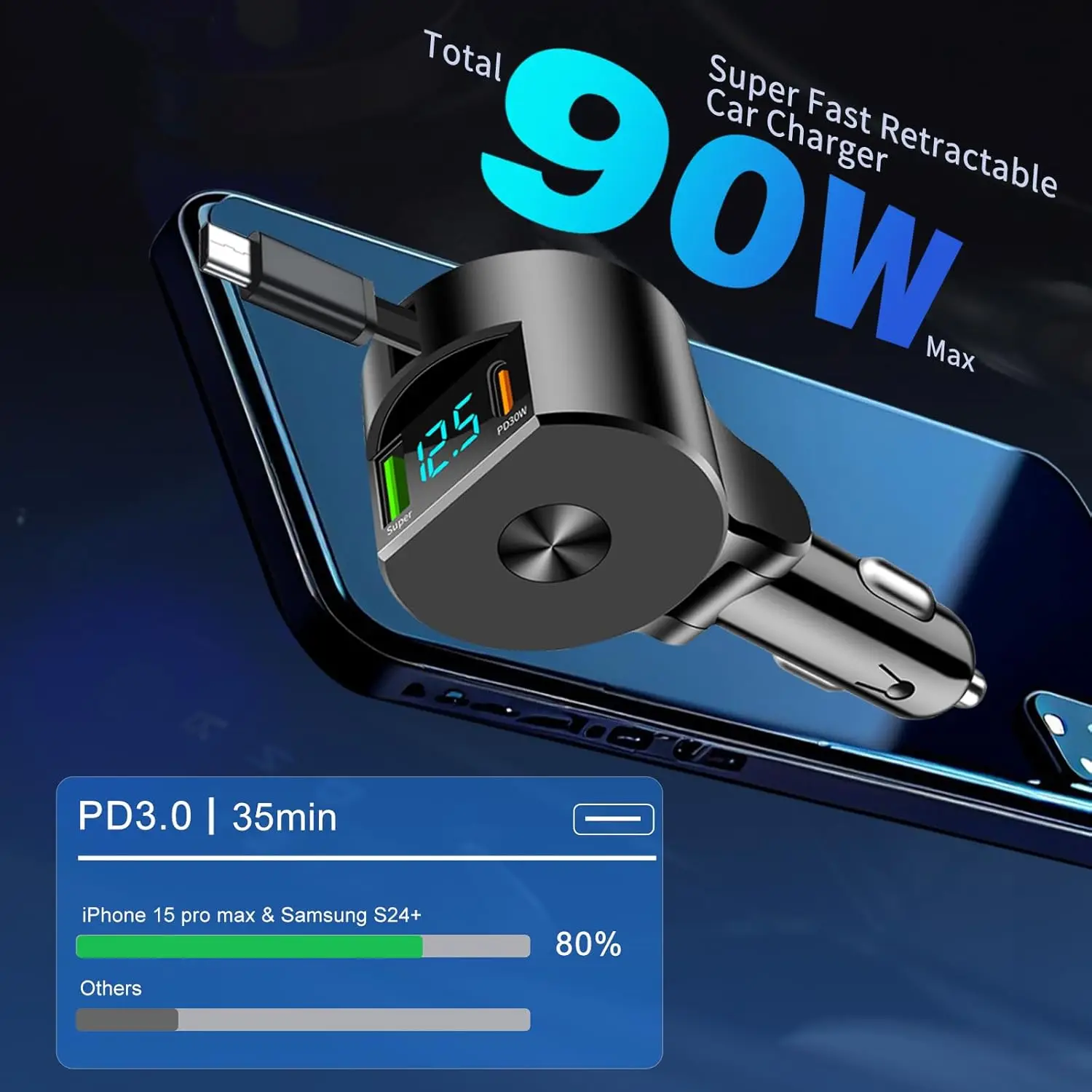 Chargeur de voiture rétractabl - Fast Charging Cable avis et prix
